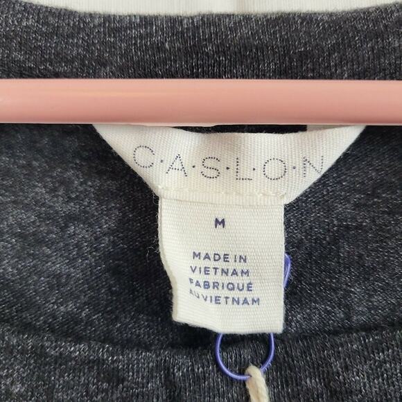 Caslon Women's Size M Short Cap Sleeve Tie Waist Peplum Blouse Gray Marl New - Picture 5 of 10